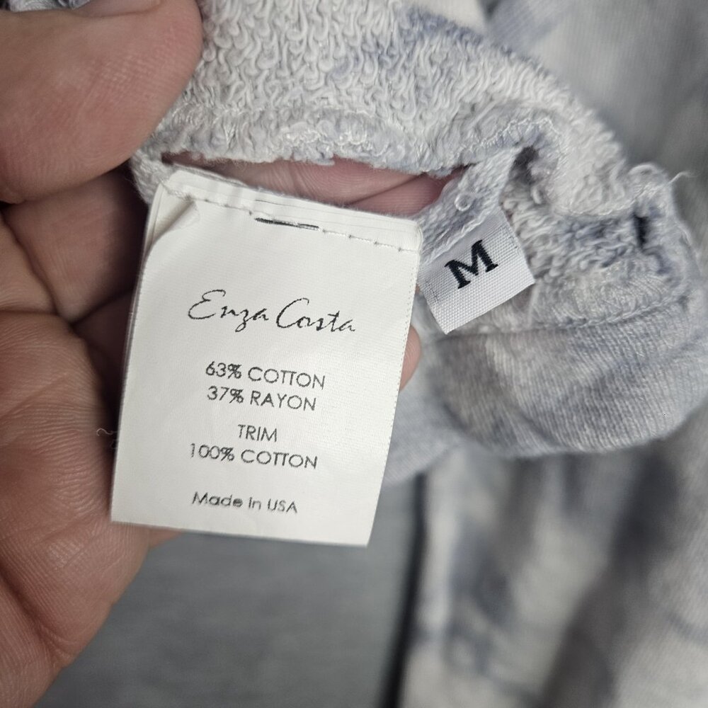 Enza Costa Tie-Dye Blue Ivory Women's sweatshirt Cropped Hoodie Size M - Picture 5 of 7